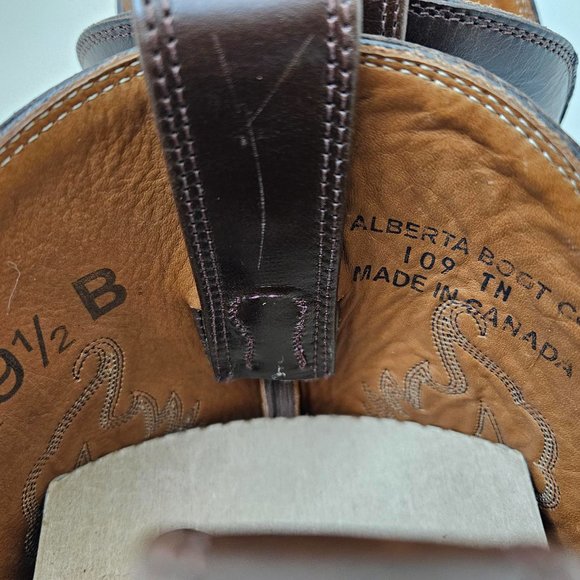 24. Cowboy (girl) boots - Alberta Boots Co. Brown leather. Size 9.5 B - Picture 9 of 9